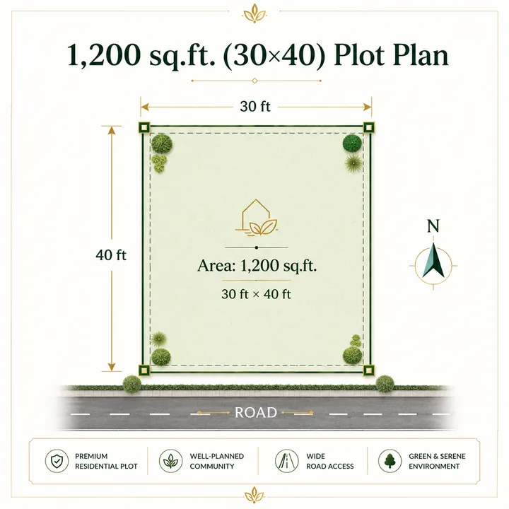 Prestige Dalasagere 1,200 sq.ft. (30×40) Plot plot plan layout