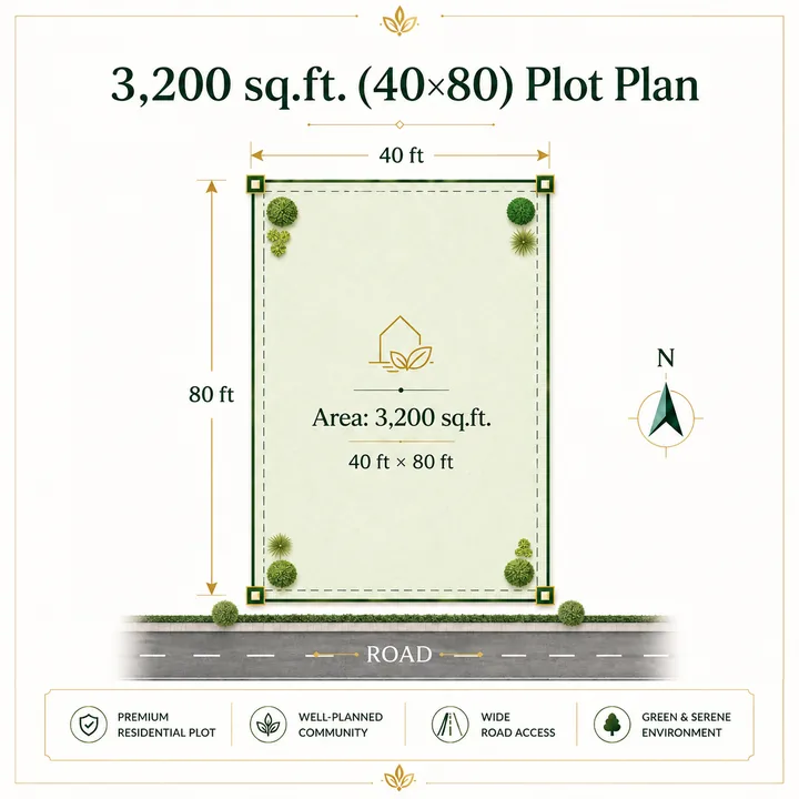 Prestige Dalasagere 3,200 sq.ft. (40×80) Plot plot plan layout